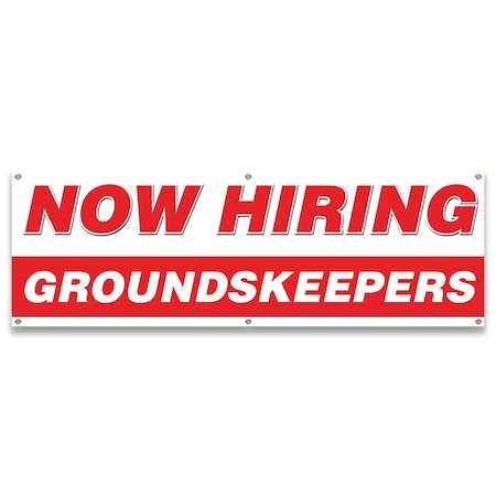 Signmission Now Hiring Groundskeepers Banner Apply Inside Accepting Application Single Sided B-72-30253